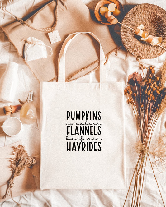 Pumpkins, sweaters & flannels kangaskassi