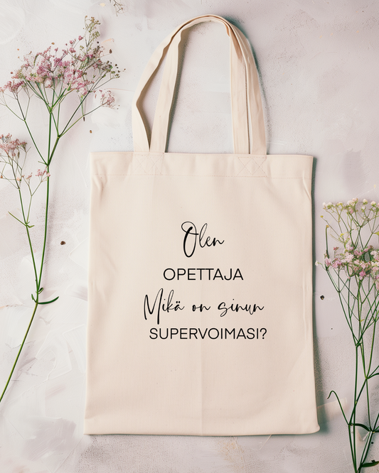 Opettaja supervoima kangaskassi